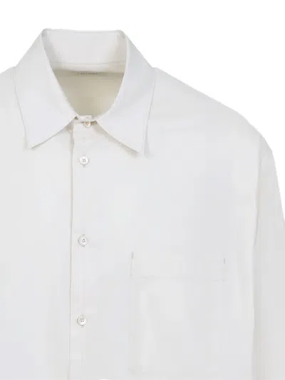 Lemaire Regular Shirt With Long Sleeves And Pointed Collar In White