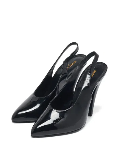 Pre-owned Saint Laurent 105mm Leather Heeled Pumps In Black