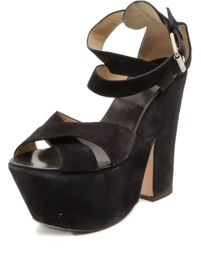 Pre-owned Giuseppe Zanotti Vintage  15mm Platform Strappy Sandals In Black