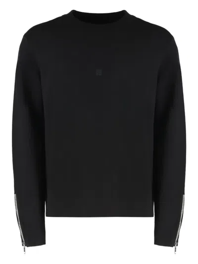 Givenchy Wool Crew-neck Sweater With Zippered Cuffs