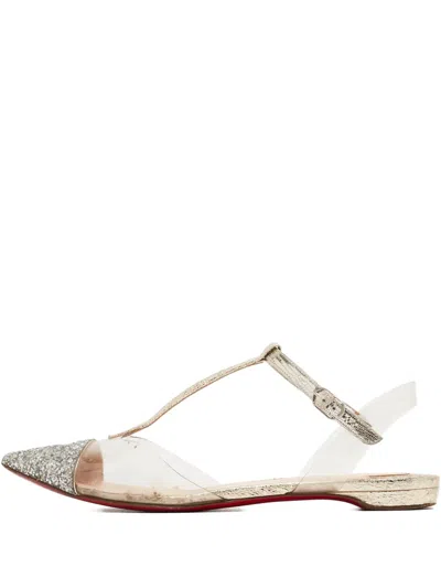 Pre-owned Christian Louboutin Glitter-detailing Ballet Flats