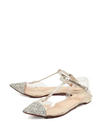 Pre-owned Christian Louboutin Glitter-detailing Ballet Flats