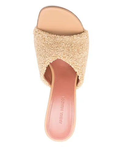 Amina Muaddi 95mm Taylor Raffia Sculpted-heel Sandals