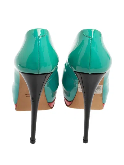 Pre-owned Giuseppe Zanotti Vintage 2023  Patent Leather Peep-toe Pumps In Green