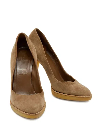 Pre-owned Gucci 110mm Suede Platform Pumps