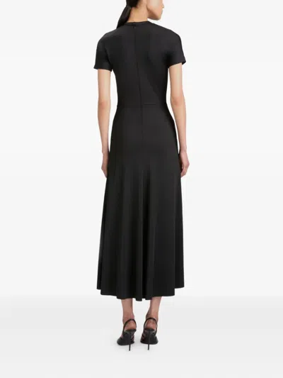 Victoria Beckham Womens Gathered Short-sleeve Stretch-woven Midi Dress Black In Black