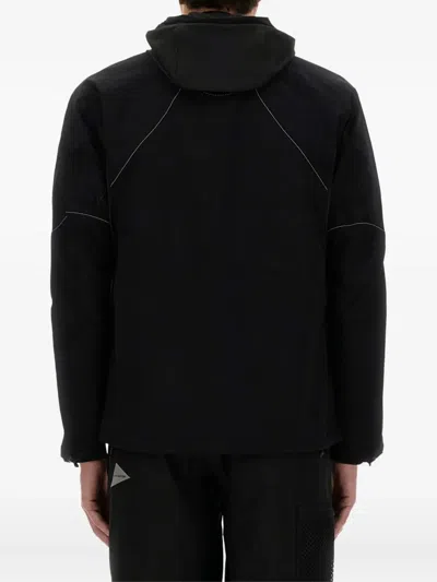And Wander Logo Printed Hooded Jacket In Black
