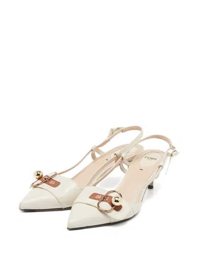 Pre-owned Fendi Leather Ball-detail Slingback Pumps