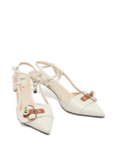 Pre-owned Fendi Leather Ball-detail Slingback Pumps