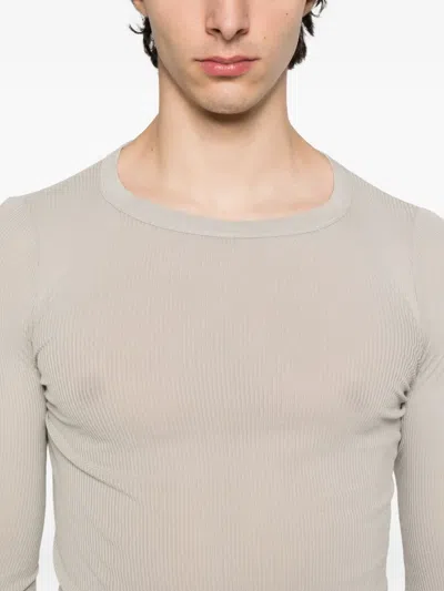 Rick Owens Ribbed Long-sleeved T-shirt In Neutral