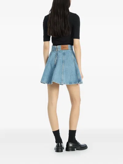 Rotate Birger Christensen Pleated Denim Mini Skirt