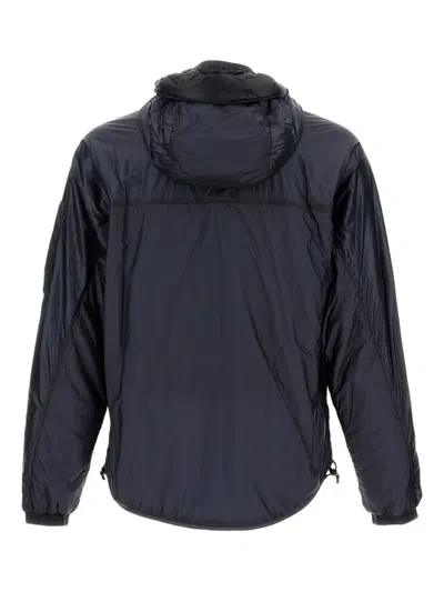 C.p. Company Hooded Windbreaker Jacket With Lens Detail In Blue