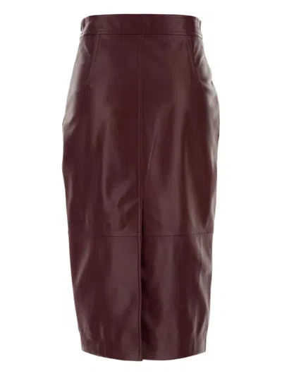 Max Mara Leather Panel Midi Skirt