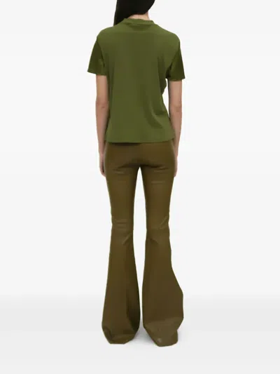 Rosetta Getty Mixed-media Bias Silk T-shirt In Green