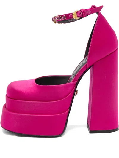 Pre-owned Versace 155mm Aevitas Platform Ankle Strap Pumps In Pink