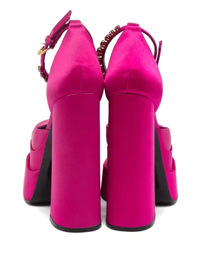 Pre-owned Versace 155mm Aevitas Platform Ankle Strap Pumps In Pink