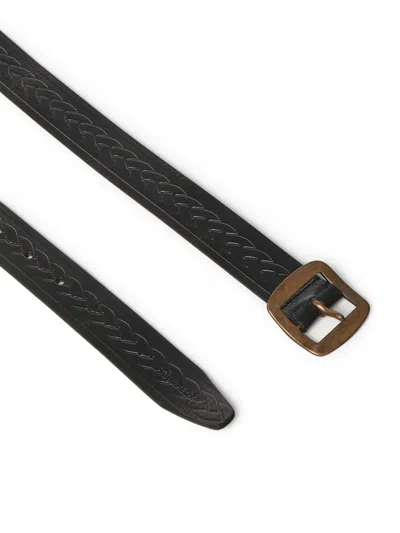 Dsquared2 Braided Leather Belt In Black