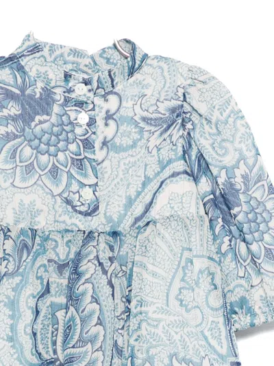 Etro Paisley Ruffled Dress In Blue