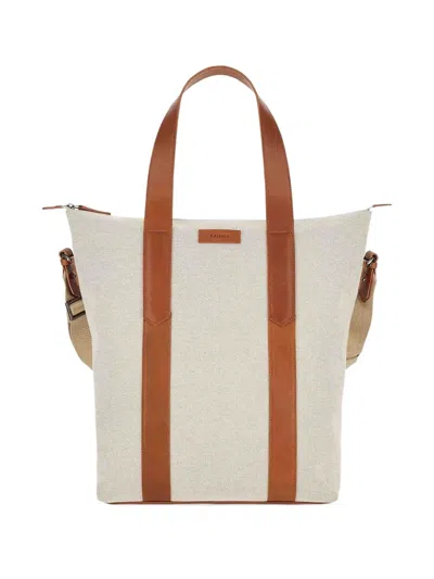 Canali Leather-trimmed Tote Bag