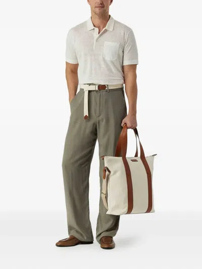 Canali Leather-trimmed Tote Bag