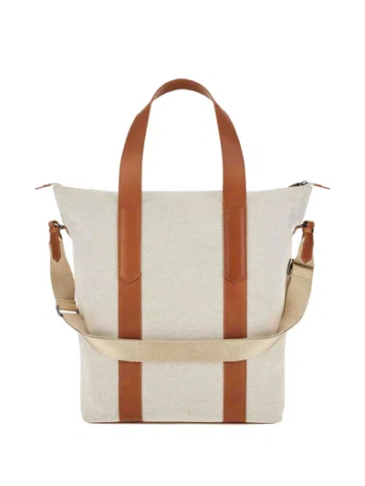 Canali Leather-trimmed Tote Bag
