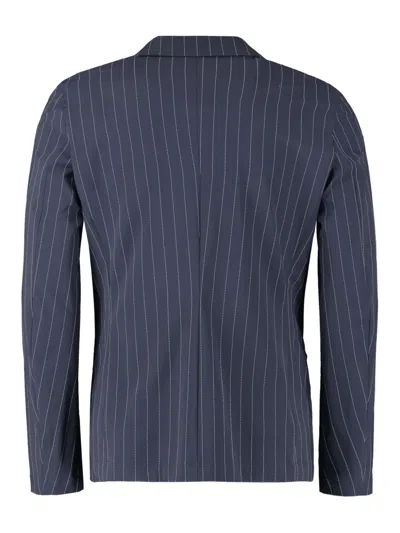 The (alphabet) Stripe-pattern Single-breasted Blazer In Blue