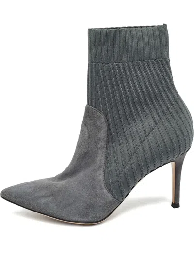 Pre-owned Gianvito Rossi 110mm Sock-style Ankle Boots In Gray