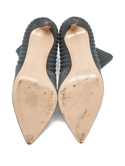 Pre-owned Gianvito Rossi 110mm Sock-style Ankle Boots In Gray