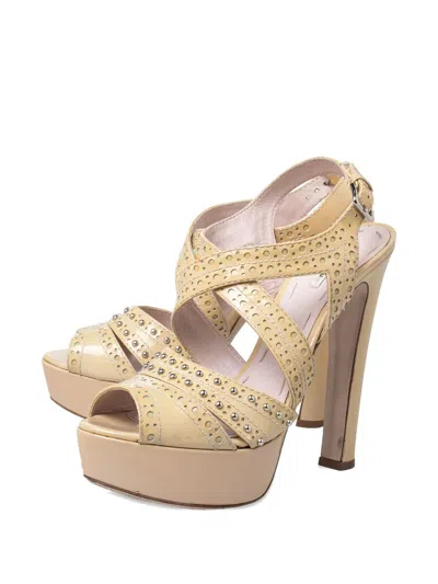 Pre-owned Miu Miu 2023 145mm Patent Leather Platform Sandals