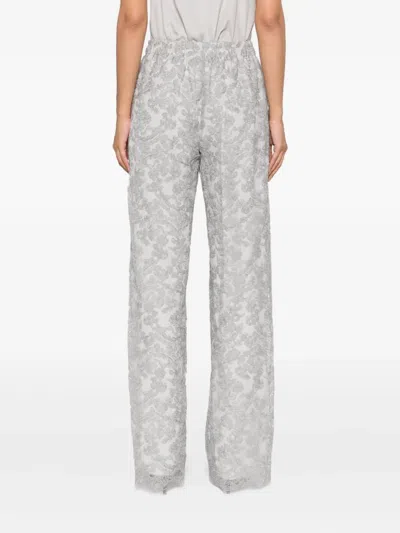 Ermanno Scervino Floral-lace Trousers In Gray