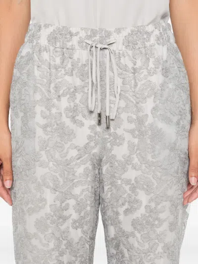 Ermanno Scervino Floral-lace Trousers In Gray