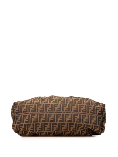 Pre-owned Fendi 2010-2025 Large Zucca Canvas Chef Shoulder Bag In Black
