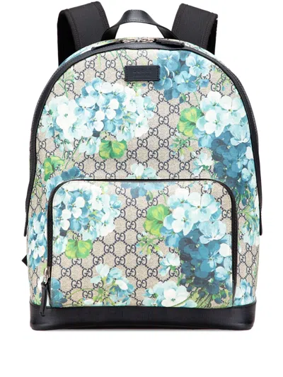 Pre-owned Gucci 2016-2025 Gg Supreme Blooms Day Backpack In Brown