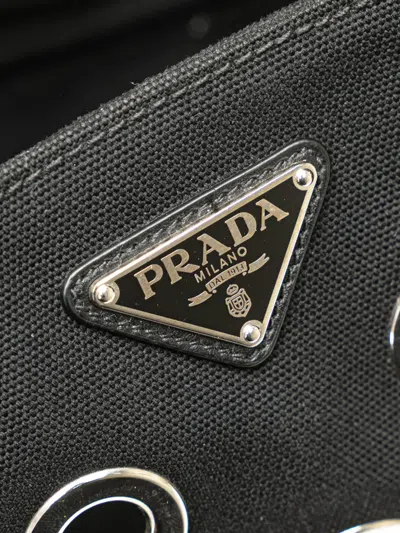 Pre-owned Prada 2013-2025 Small Canvas Canapa Grommet Satchel