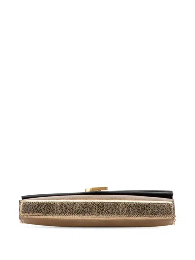 Pre-owned Saint Laurent 2018 Metallic Grain De Poudre Monogram Sulpice Chain Wallet Crossbody Bag