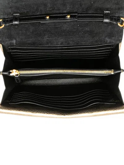 Pre-owned Saint Laurent 2018 Metallic Grain De Poudre Monogram Sulpice Chain Wallet Crossbody Bag