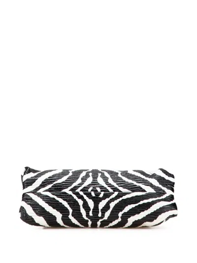 Pre-owned Bottega Veneta 2012-2025 Nappa Zebra Bv Trine Angular Clutch Bag