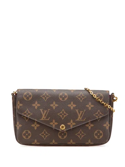 Pre-owned Louis Vuitton 2016 Monogram Pochette Felicie Crossbody Bag In Brown