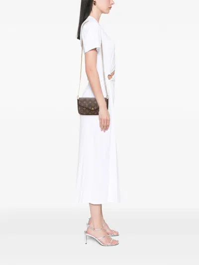 Pre-owned Louis Vuitton 2016 Monogram Pochette Felicie Crossbody Bag In Brown