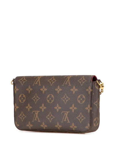 Pre-owned Louis Vuitton 2016 Monogram Pochette Felicie Crossbody Bag In Brown