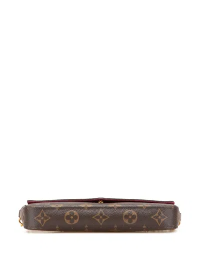 Pre-owned Louis Vuitton 2016 Monogram Pochette Felicie Crossbody Bag In Brown