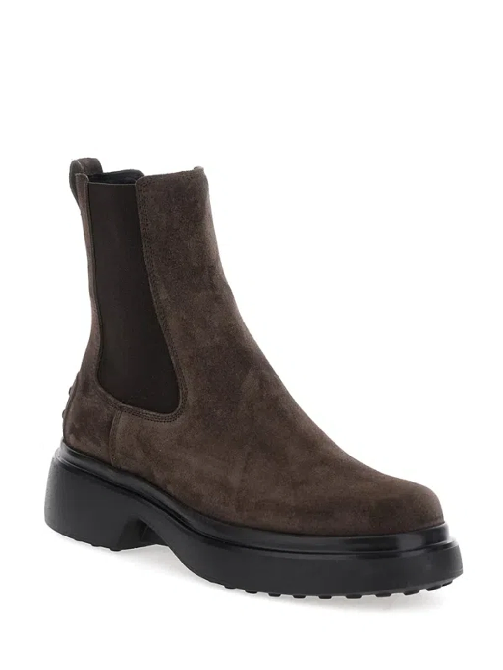 Tod's Bronw Ankle Boots With Elastic Details On The Side And