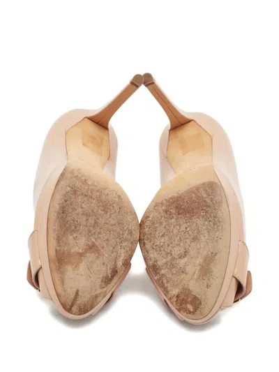 Pre-owned Dior 2023 120mm Leather Peep-toe Pumps In Neutral