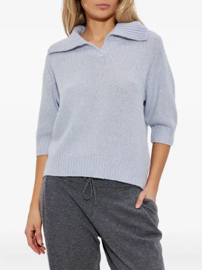 Lisa Yang Polo-neck Half-sleeve Sweater In Blue