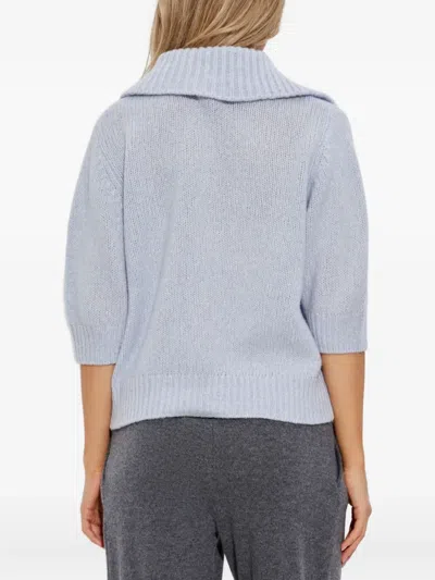 Lisa Yang Polo-neck Half-sleeve Sweater In Blue