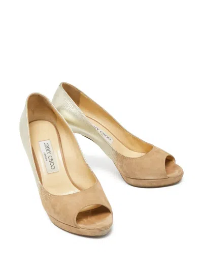 Pre-owned Jimmy Choo 2024 100mm Luna Leather Peep-toe Pumps