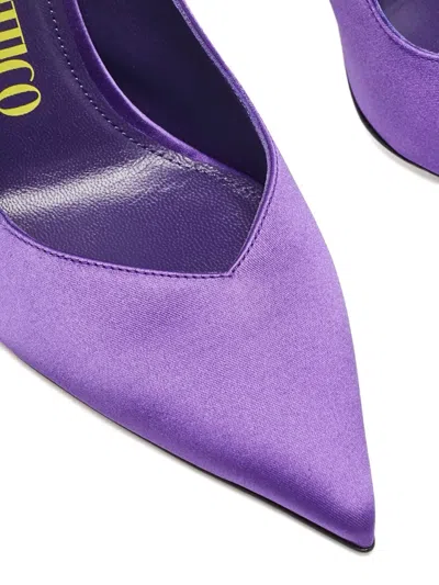 Pre-owned Attico 2024  115mm Venus Pointed-toe Ankle-tie Pumps In Purple