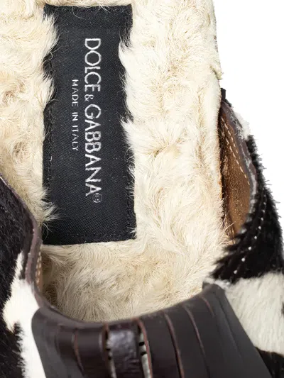 Pre-owned Dolce & Gabbana 2023 85mm Calf Hair Fringed Mules