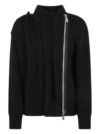 Sacai Ribbed-knit Zip-front Cardigan