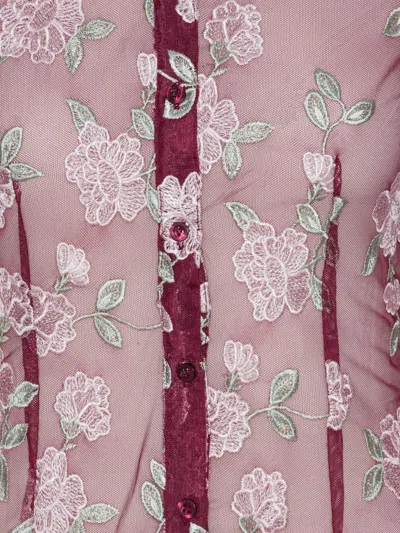 Rotate Birger Christensen Floral-embroidered Mesh Shirt